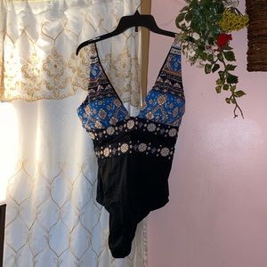 One piece stylish brand, new swimsuit with beautiful print